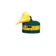 Justrite Type I Steel Safety Can For Flammables - Funnel 11202Y - 2.5 Gallon - S/S Flame Arrester - S/C Lid - Grn - 7125410