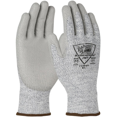 Barracuda Seamless Knit Polykor Blended Glove w/Polyurethane Coated Flat Grip on Palm & Fingers - Gray - 1/DZ - 713DGU