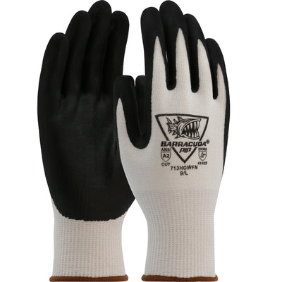 Barracuda Seamless Knit Polykor Blended Glove w/Nitrile Coated Foam Grip on Palm & Fingers - White - 1/DZ - 713HGWFN