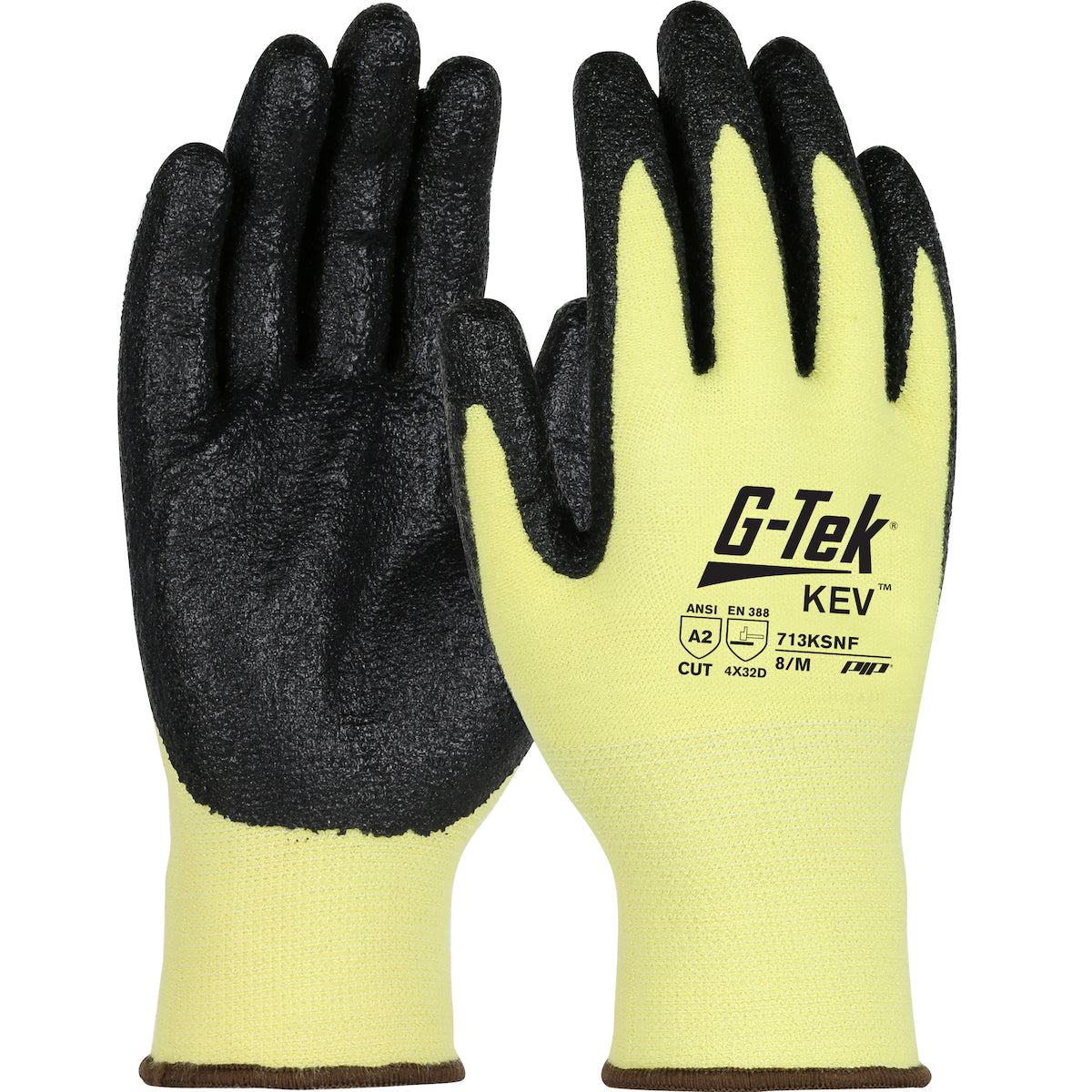 G-Tek KEV Seamless Knit DuPont Kevlar Blended Glove w/Nitrile Coated Foam Grip on Palm & Fingers  DISCONTINUED - Yellow - 1/DZ - 713KSNF