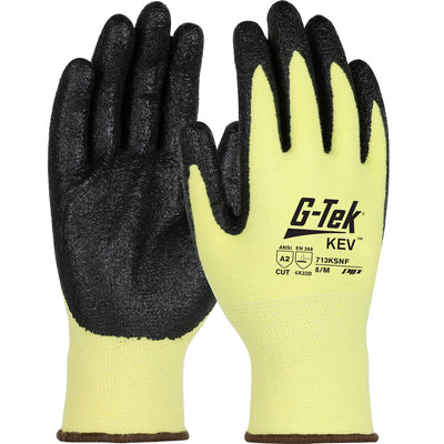 G-Tek KEV Seamless Knit DuPont Kevlar Blended Glove w/Nitrile Coated Foam Grip on Palm & Fingers DISCONTINUED - Yellow - 1/DZ - 713KSNF