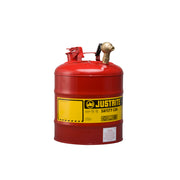 Justrite Type I Dispensing Safety Can - 5 Gallon - Top 08540 Brass Faucet - S/S Flame Arrester - Steel - Red - 7150147