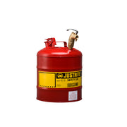 Justrite Type I Dispensing Safety Can - 5 Gallon - Top 08902 Brass Faucet - S/S Flame Arrester - Steel - Red - 7150157