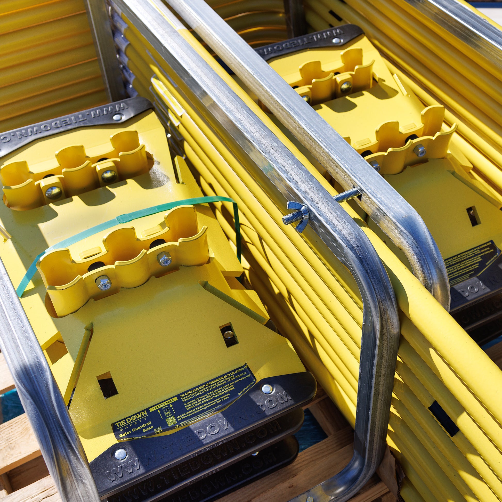 Tie Down Yellow Stack Pallet Kit - 11 10 ft. Guardrails & 12 UCC Bases - 71762