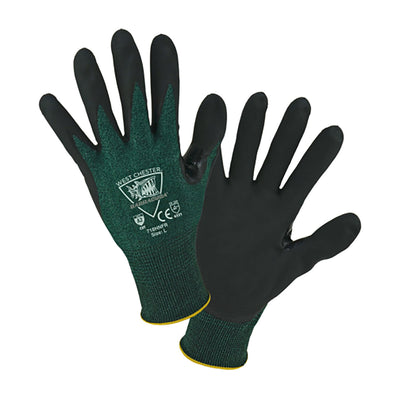 Barracuda Seamless Knit Polykor Blended Glove w/Nitrile Coated Foam Grip on Palm & Fingers - Green - 1/DZ - 718HNFR