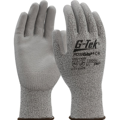 G-Tek PosiGrip Lightweight Polykor Blend w/Polyurethane palm & finger flat grip coating - Salt Pepper - 1/DZ - 720DGU