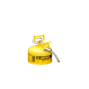 Justrite Type II Accuflow Steel Safety Can For Flammables - 1 Gal. - S/S Flame Arrester - 5/8" Metal Hose - Yellow - 7210220