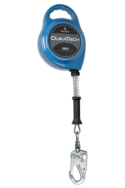 FallTech DuraTech SRL with 20' Stainless Steel Cable and Lifeline Connector and Side-payout Aluminum Housing - 7227CSS