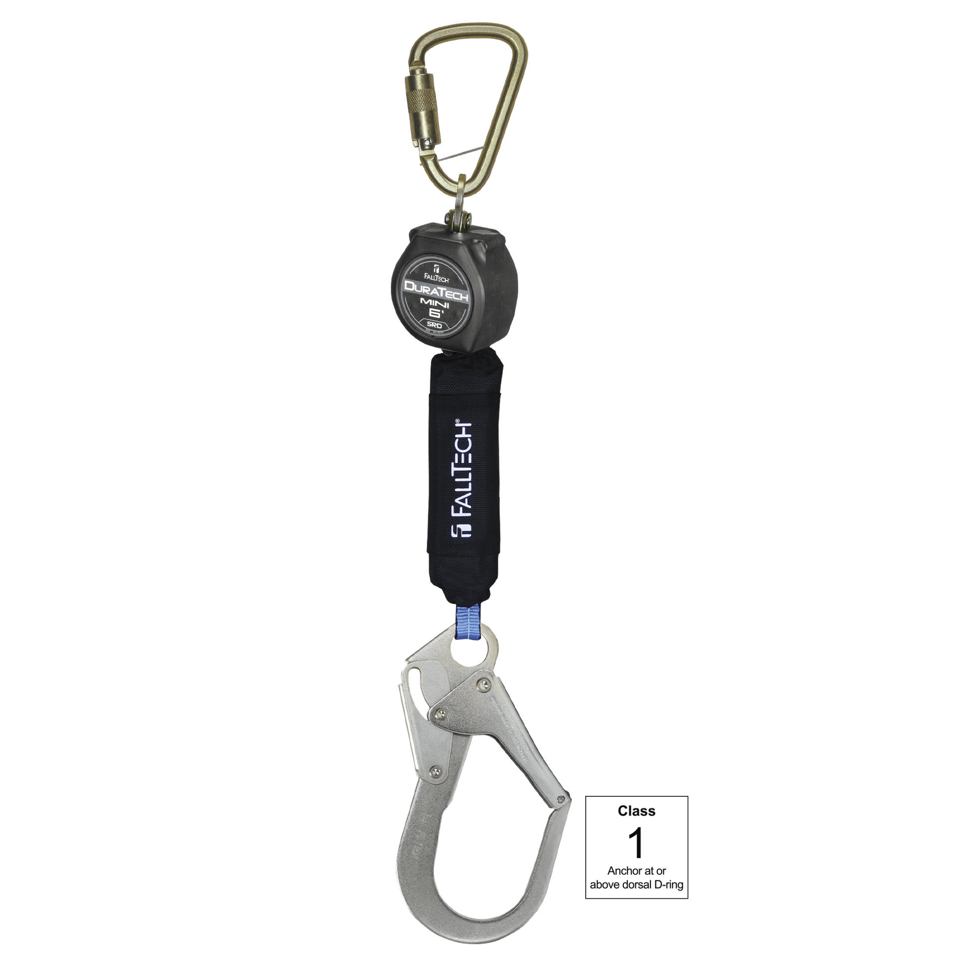 FallTech 6' Mini Personal SRL with Steel Rebar Hook Includes Steel Dorsal Connecting Carabiner - 72706SB3