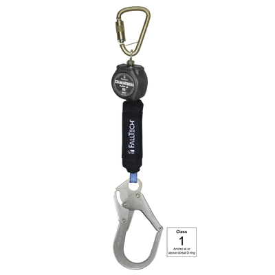 FallTech 6' Mini Personal SRL with Steel Rebar Hook Includes Steel Dorsal Connecting Carabiner - 72706SB3