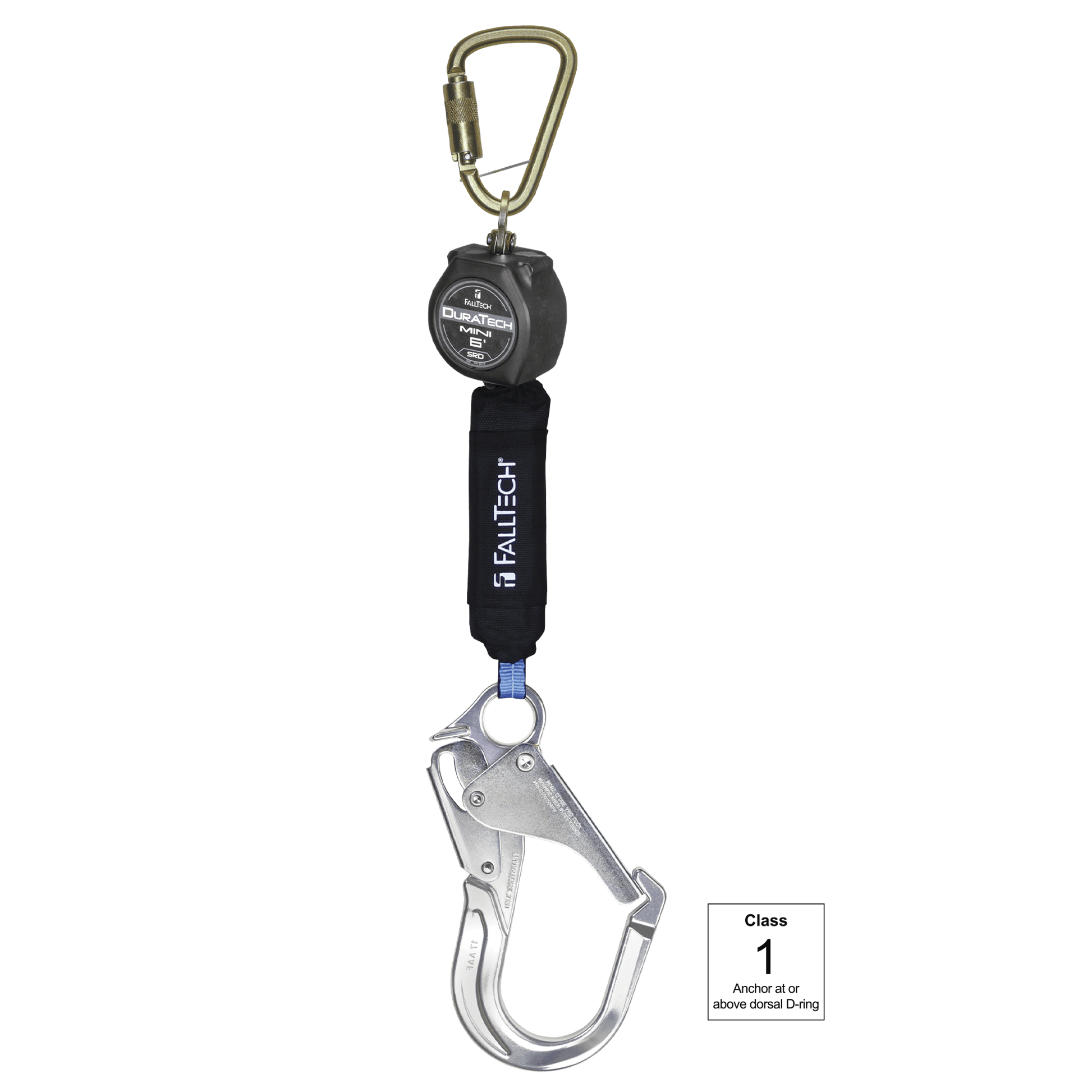 FallTech 6' Mini Personal SRL with Aluminum Rebar Hook Includes Steel Dorsal Connecting Carabiner - 72706SB5