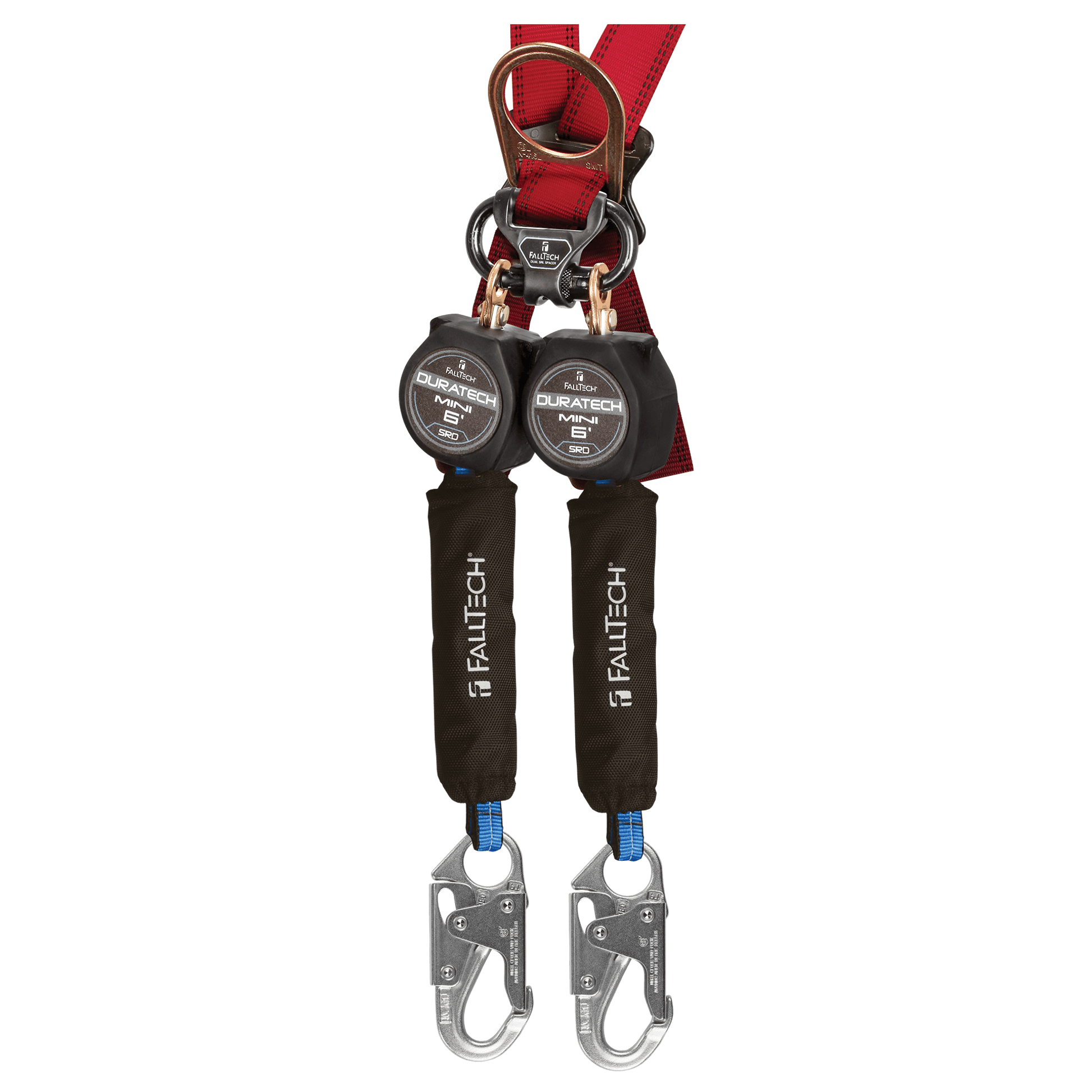 FallTech 6' Mini Twin-Leg Personal SRL with Steel Snap Hooks Includes Steel Dorsal Connecting Carabiner - 72706TB1