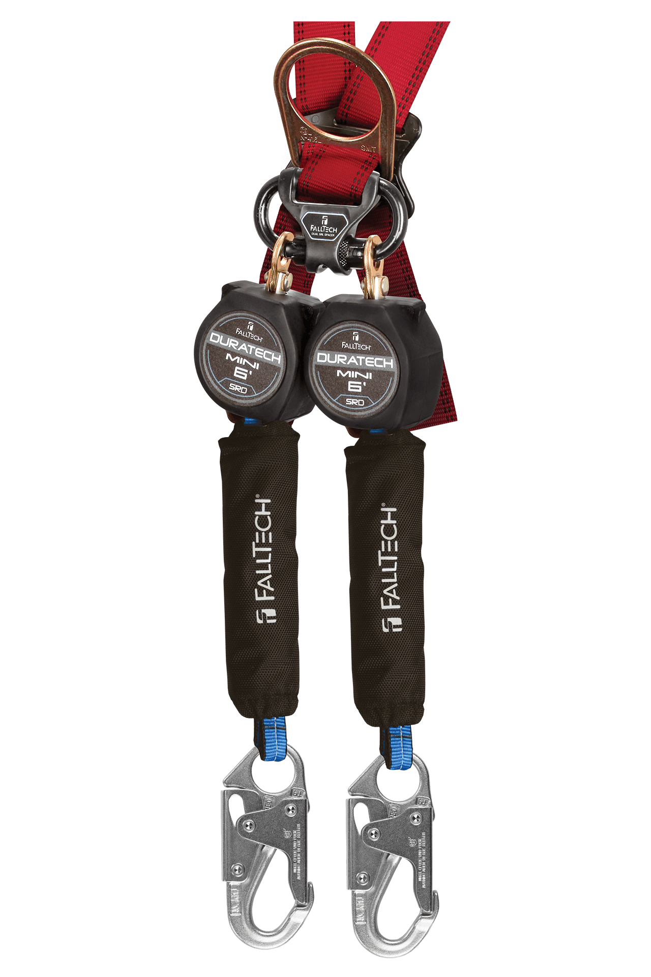 FallTech 6' Mini Twin-Leg Personal SRL with Steel Snap Hooks Includes Steel Dorsal Connecting Carabiner - 72706TB1
