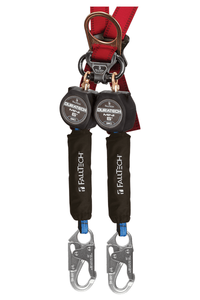 FallTech 6' Mini Twin-Leg Personal SRL with Steel Snap Hooks Includes Steel Dorsal Connecting Carabiner - 72706TB1