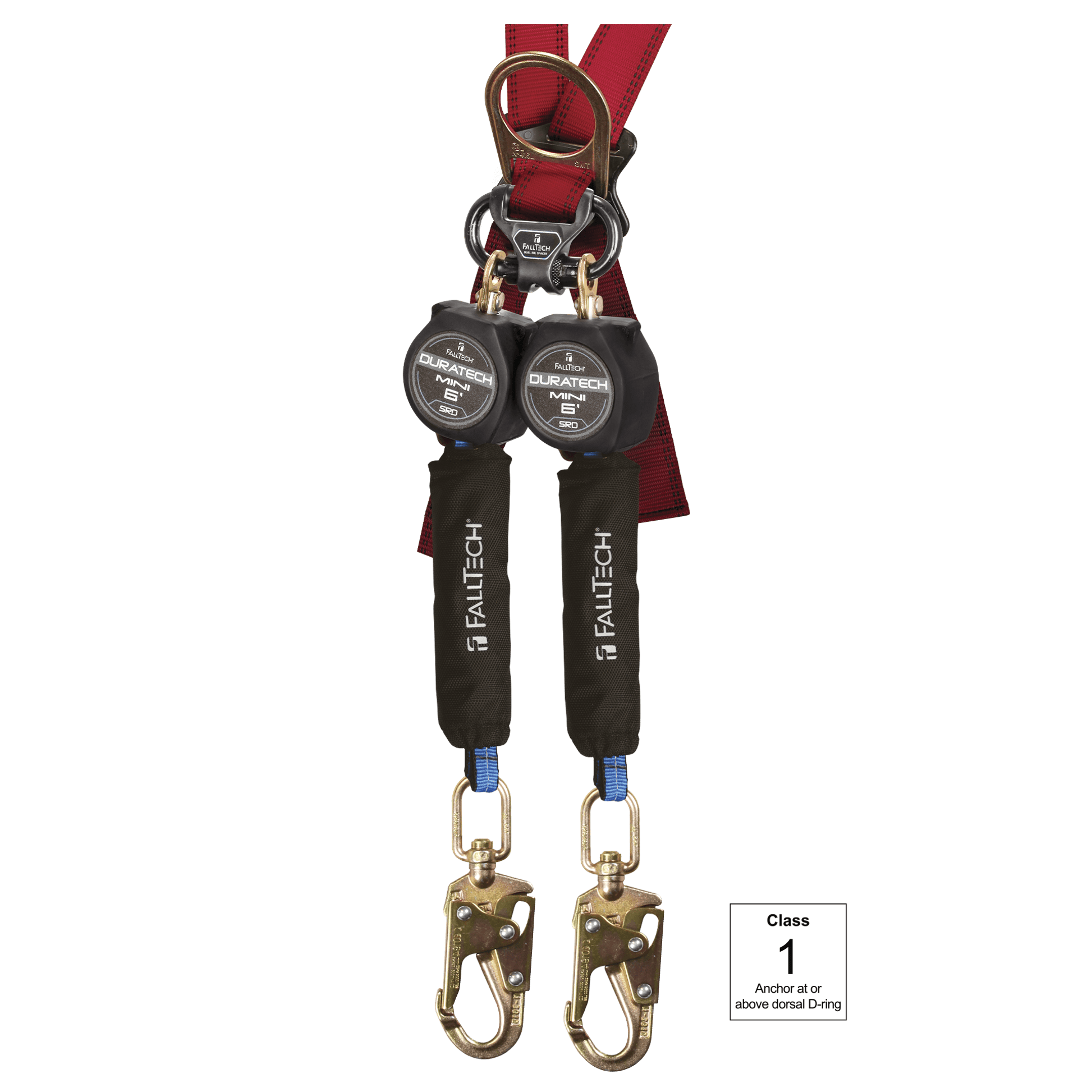 FallTech 6' Mini Twin-Leg Personal SRL with Steel Swivel Snap Hooks Includes Steel Dorsal Connecting Carabiner - 72706TB2