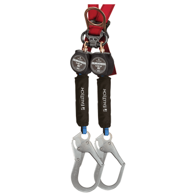 FallTech 6' Mini Twin-Leg Personal SRL with Steel Rebar Hooks Includes Steel Dorsal Connecting Carabiner - 72706TB3