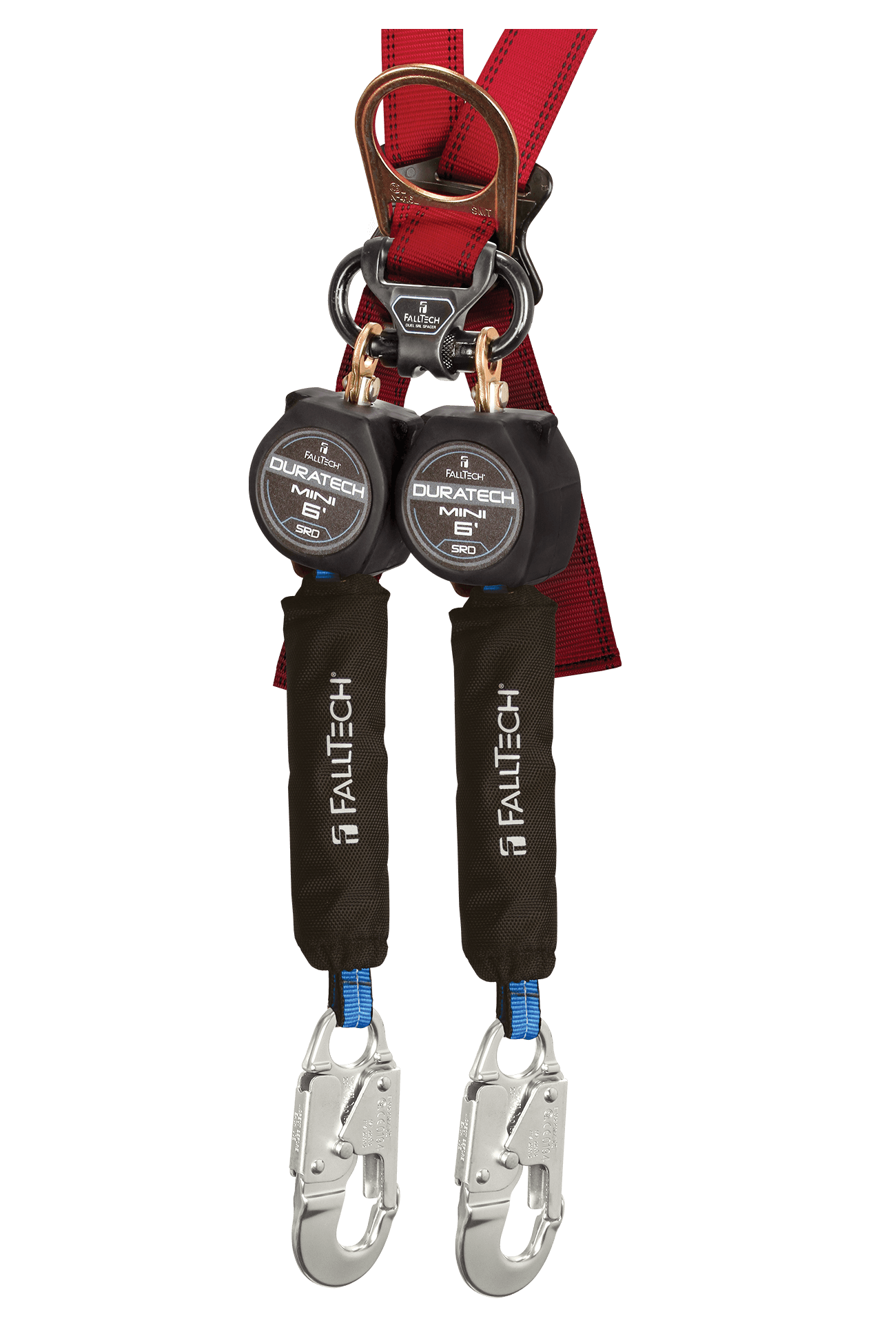 FallTech 6' Mini Twin-Leg Personal SRL with Aluminum Snap Hooks Includes Steel Dorsal Connecting Carabiner - 72706TB4