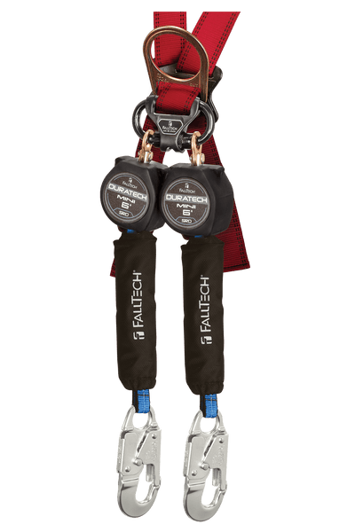 FallTech 6' Mini Twin-Leg Personal SRL with Aluminum Snap Hooks Includes Steel Dorsal Connecting Carabiner - 72706TB4