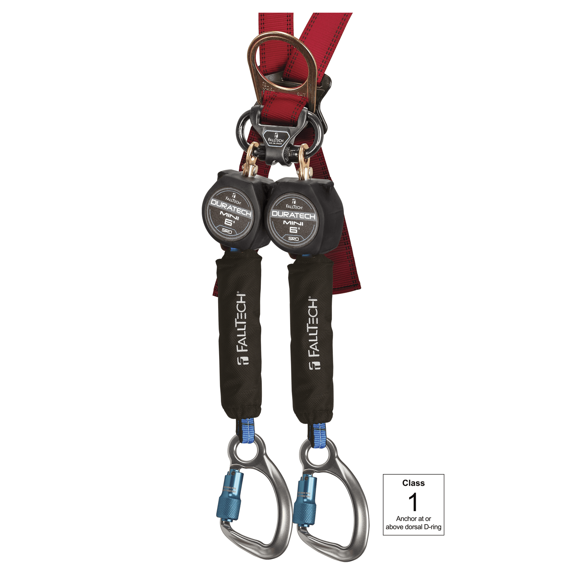 FallTech 6' Mini Twin-Leg Personal SRL with Aluminum Carabiners Includes Steel Dorsal Connecting Carabiner - 72706TB6
