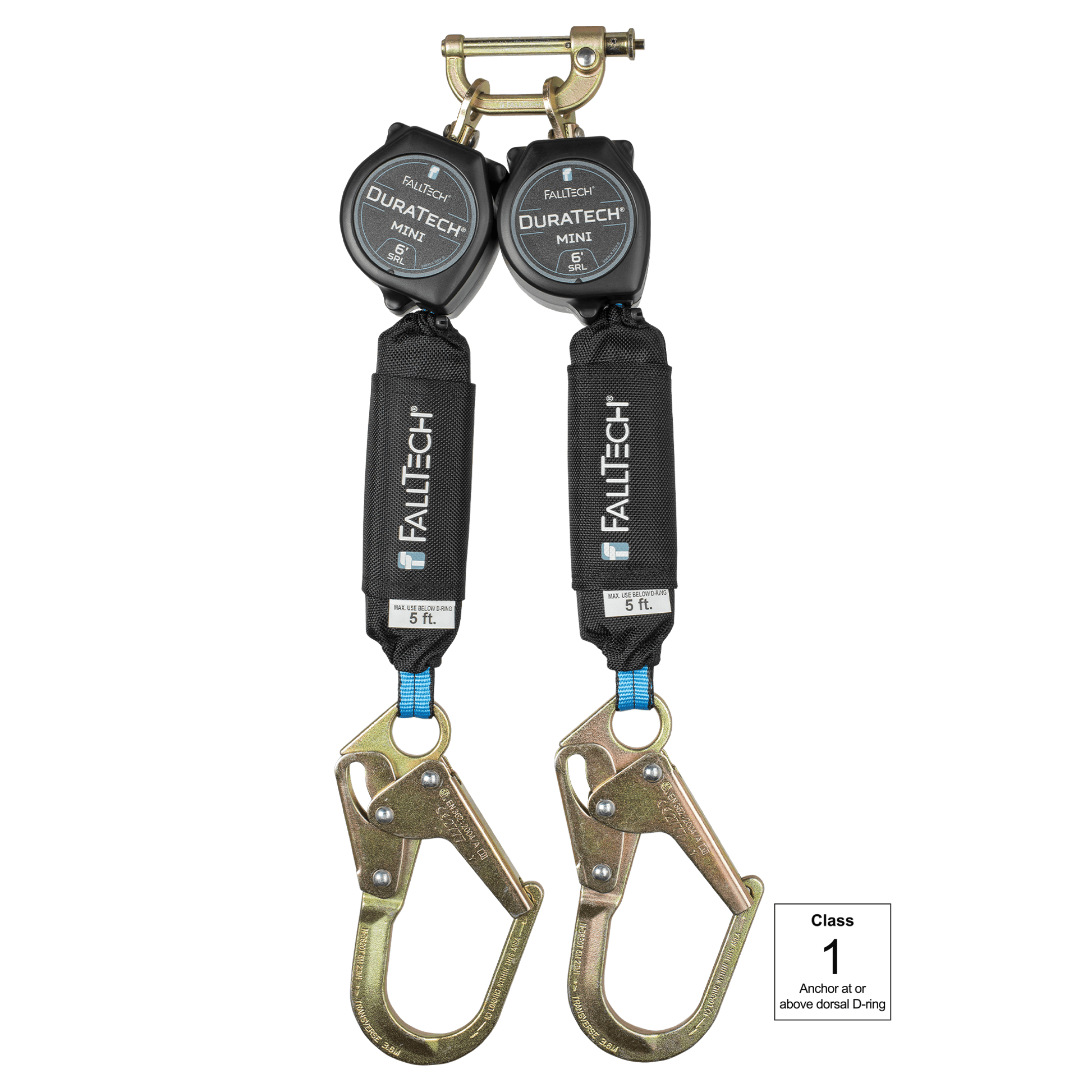 FallTech 6' Mini Personal Class 1 SRL with Steel Mini Rebar Hooks - Includes Triple-Lock Steel Dorsal Connector - 72706TH0