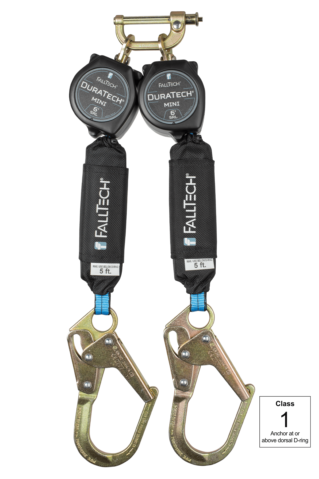 FallTech 6' Mini Personal Class 1 SRL with Steel Mini Rebar Hooks - Includes Triple-Lock Steel Dorsal Connetor - 72706TH0