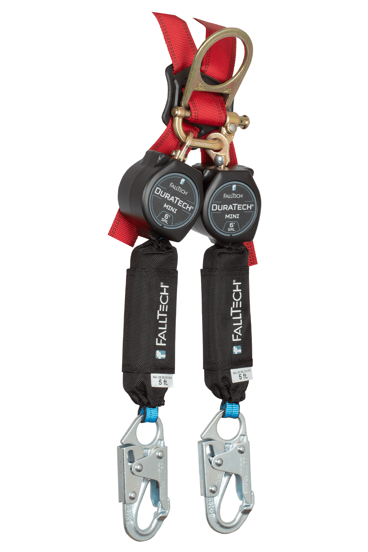 FallTech 6' Mini Twin-Leg Personal SRL with Steel Snap Hooks Includes Triple-Lock Steel Dorsal Connector - 72706TH1
