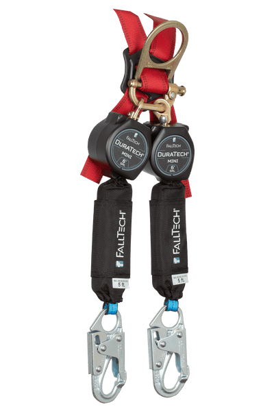 FallTech 6' Mini Twin-Leg Personal SRL with Steel Snap Hooks Includes Triple-Lock Steel Dorsal Connector - 72706TH1