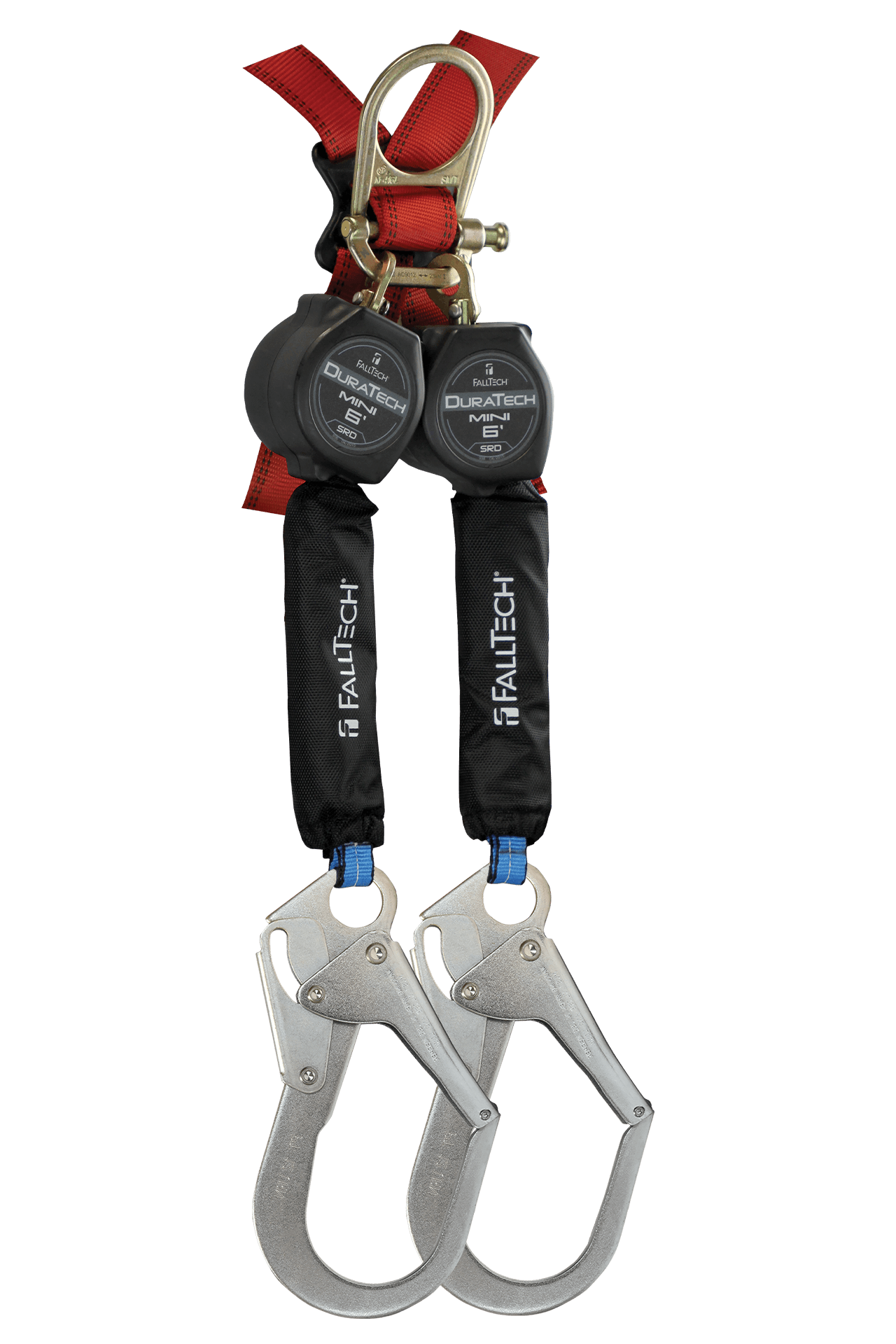 FallTech 6' Mini Twin-Leg Personal SRL with Steel Rebar Hooks Includes Triple-Lock Steel Dorsal Connector - 72706TH3