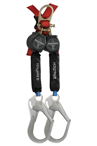 FallTech 6' Mini Twin-Leg Personal SRL with Steel Rebar Hooks Includes Triple-Lock Steel Dorsal Connector - 72706TH3