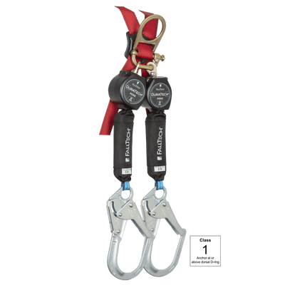 FallTech 6' Mini Twin-Leg Personal SRL with Steel Rebar Hooks Includes Triple-Lock Steel Dorsal Connector - 72706TH3