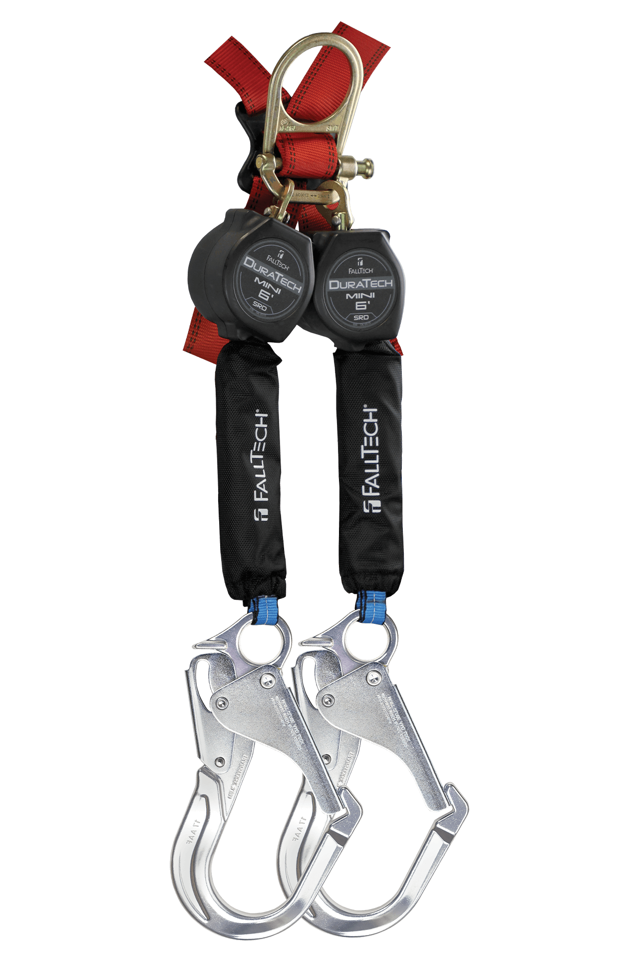 FallTech 6' Mini Twin-Leg Personal SRL with Aluminum Rebar Hooks Includes Triple-Lock Steel Dorsal Connector - 72706TH5