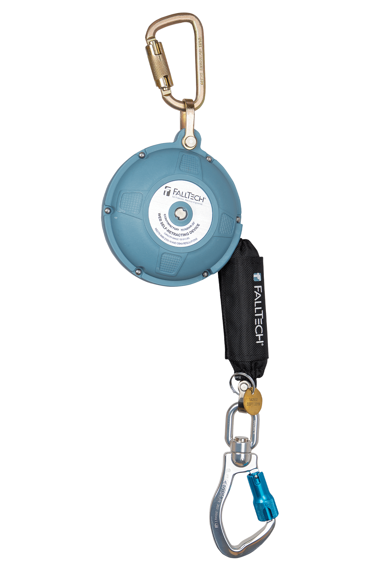 FallTech 20' Contractor Web SRL with Swivel Aluminum Carabiner - 7276BWR