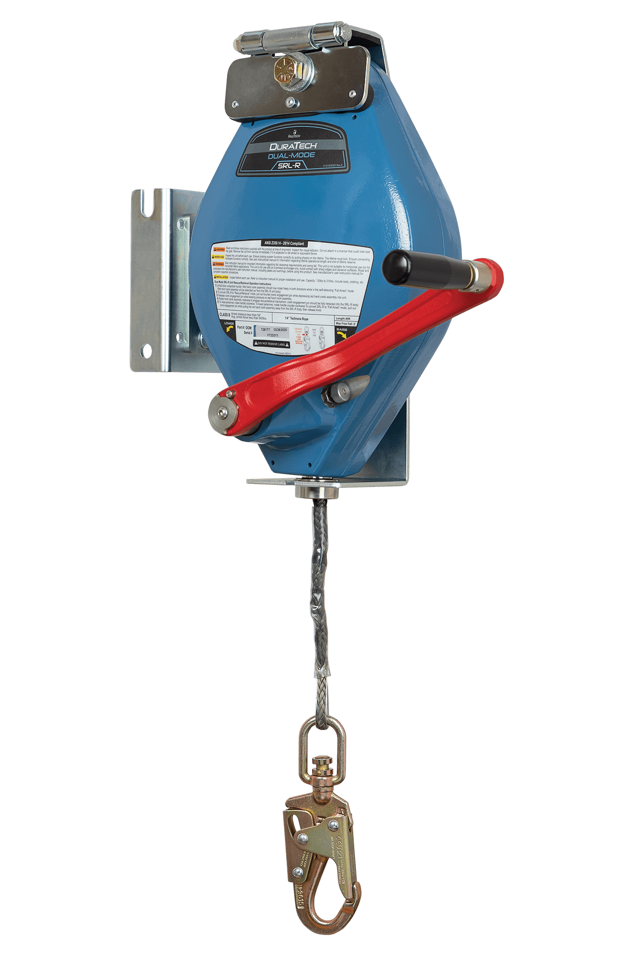 FallTech DuraTech 45' 3-way SRL-R with Technora Rope for Davits - 7281DT