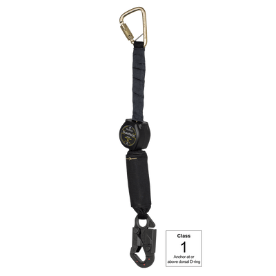 FallTech 6' Arc Flash Mini Class 1 Personal SRL with Dielectric Dorsal Conneting Snap Hook and Steel Anchorage Carabiner - 72906SCD1L