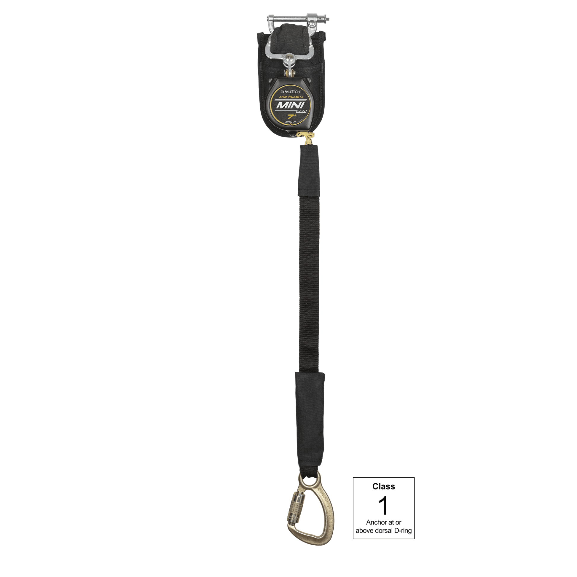 FallTech 7' Arc Flash Mini Pro Class 1 Single Leg SRL-P with Steel 5k Carabiner - 72907SP8