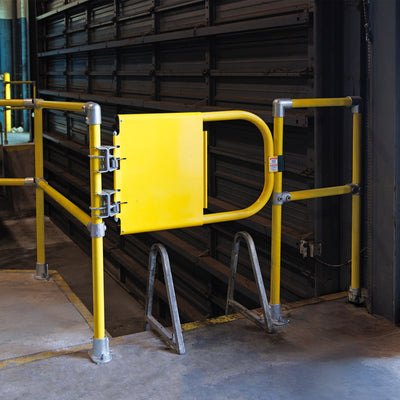 Tie Down Adjustable Universal Guardrail Gate, 24 in. to 36 in., Yellow - 72953
