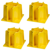 Tie Down Safety Guard Guardrail Base with Toeboard Slots, 4-pack Yellow - 72989