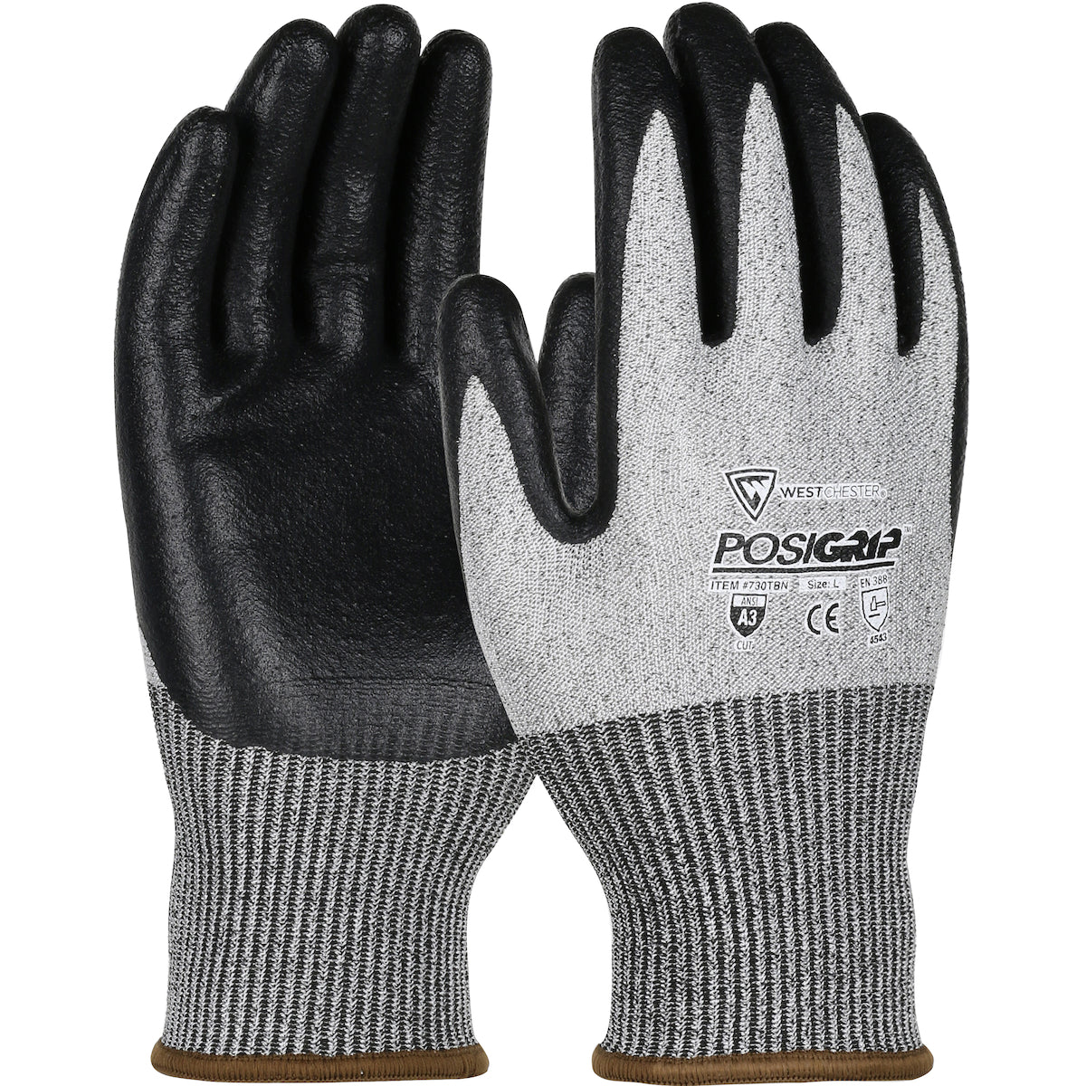 G-Tek PosiGrip Seamless Knit PolyKor Blended Glove w/Nitrile Coated Smooth Grip on Palm & Fingers - DISCONTINUED - Gray - 1/DZ - 730TBN