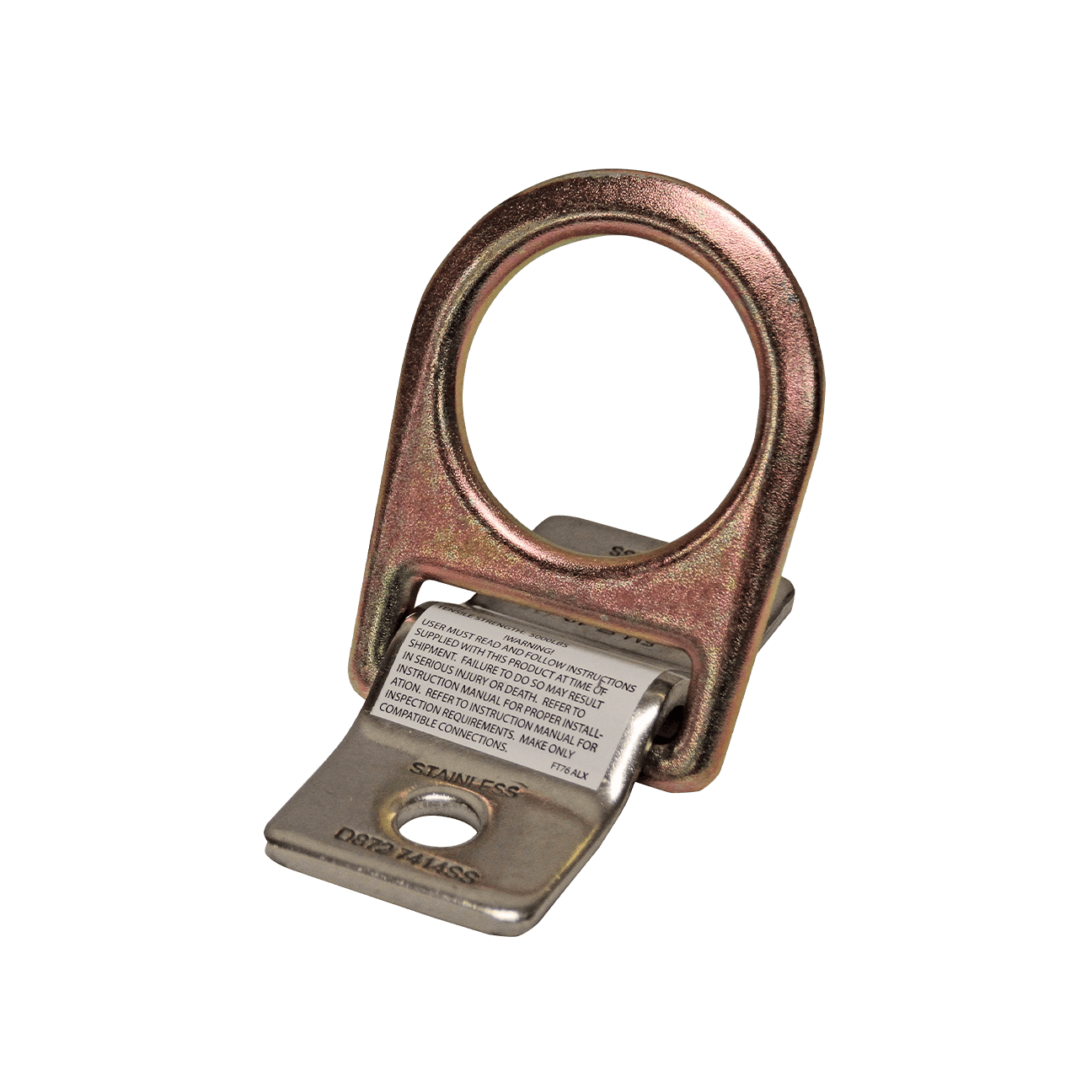 FallTech Bolt-on D-ring Anchor with Stainless Steel Installation Plate - 7414SS