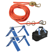 FallTech 50' Temporary Rope HLL System; 2-person Hollow-core Polyester Rope and Dual Truss Anchors - 7432502