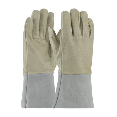 PIP Regular Top Grain Pigskin Leather TIG/MIG Welder's Glove w/DuPont Kevlar Stitching - Split Gauntlet Cuff - Natural - 1/DZ - 75-320