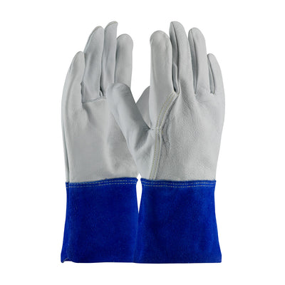 PIP Superior Top Grain Goatskin Leather TIG/MIG Welder's Glove w/DuPont Kevlar Stitching - Split Gauntlet Cuff - Gray - 1/DZ - 75-4854