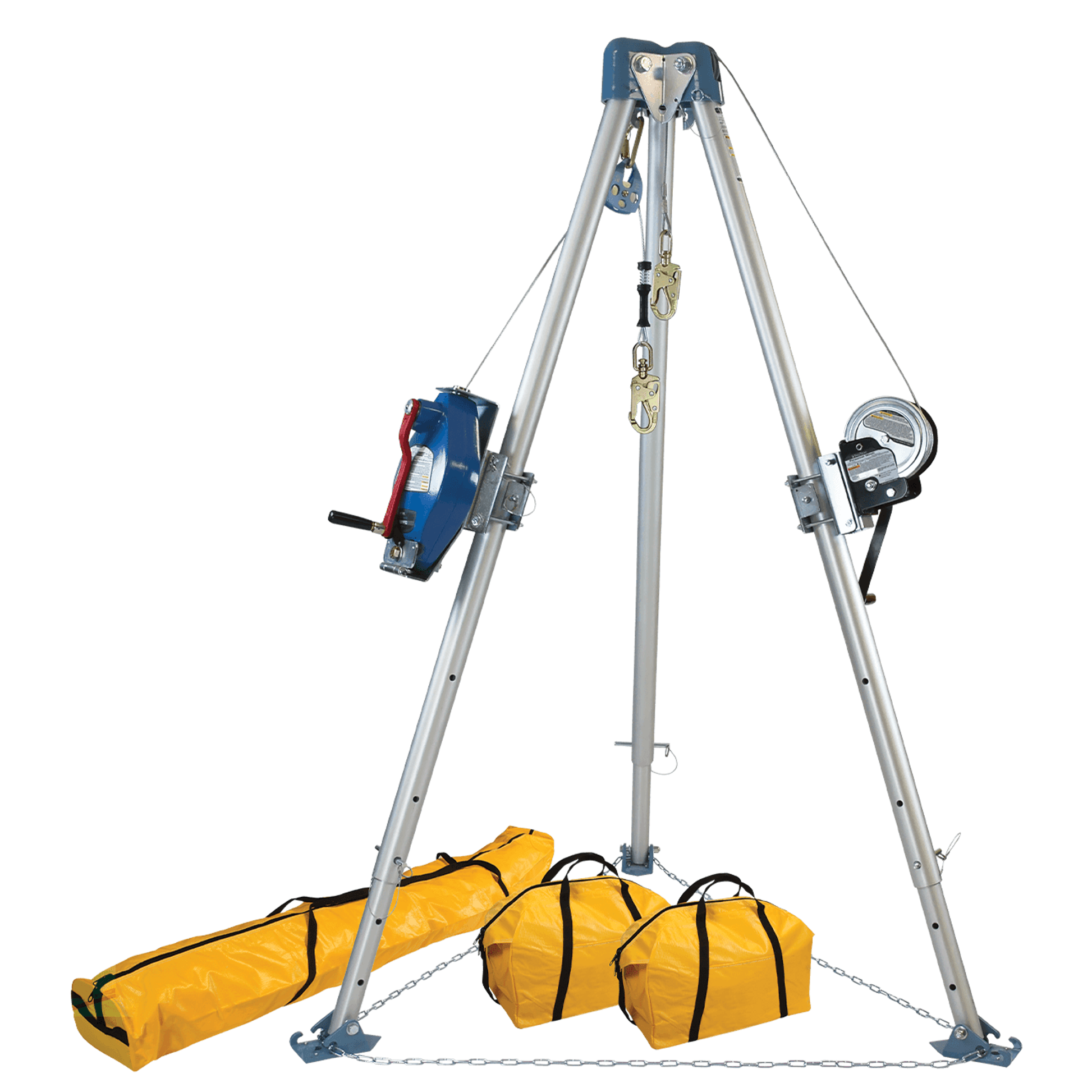 FallTech 11' Confined Space Tripod System with 60' Galvanized Steel SRL-R and Personnel Winch - 7504