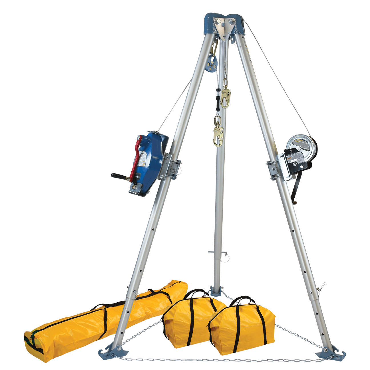 FallTech 11' Confined Space Tripod System with 60' Galvanized Steel SRL-R and Personnel Winch - 7504