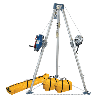 FallTech 11' Confined Space Tripod System with 60' Galvanized Steel SRL-R and Personnel Winch - 7504