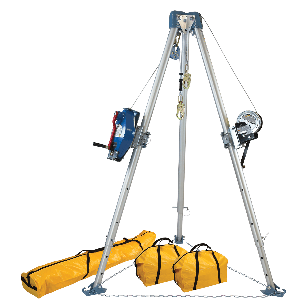 FallTech 11' Confined Space Tripod System with 60' Stainless Steel SRL-R and Personnel Winch - 7504S
