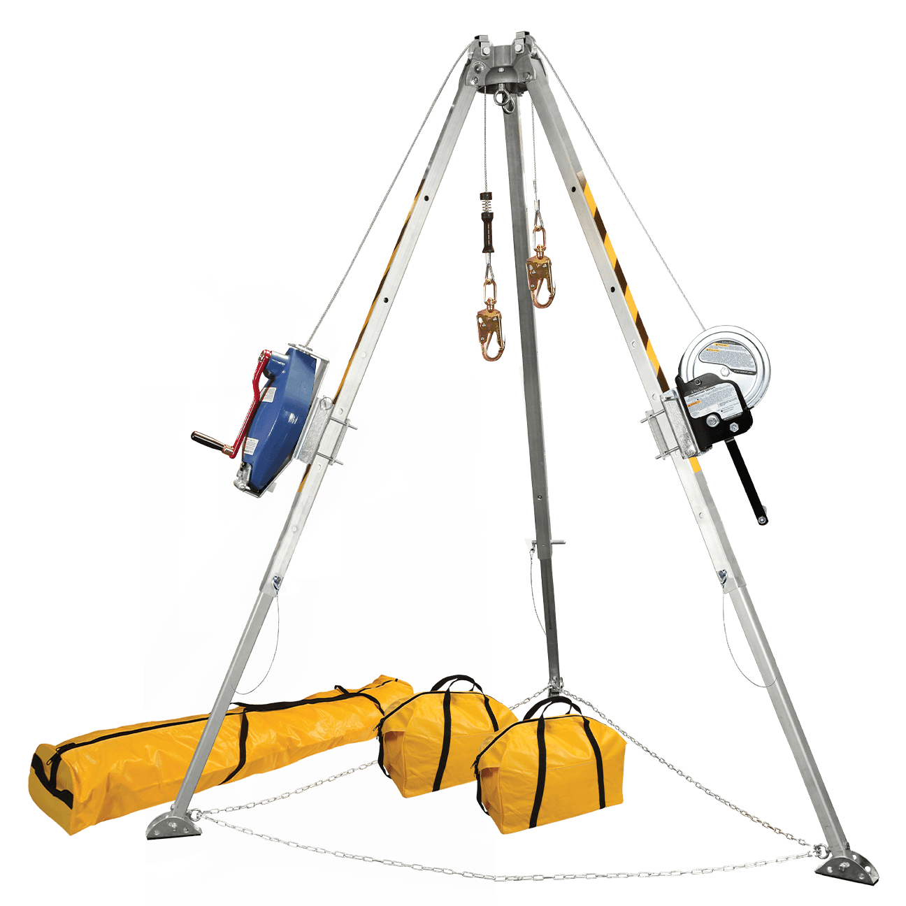 FallTech 8' Confined Space Tripod System with 60' Galvanized Steel SRL-R and Personnel Winch - 7509