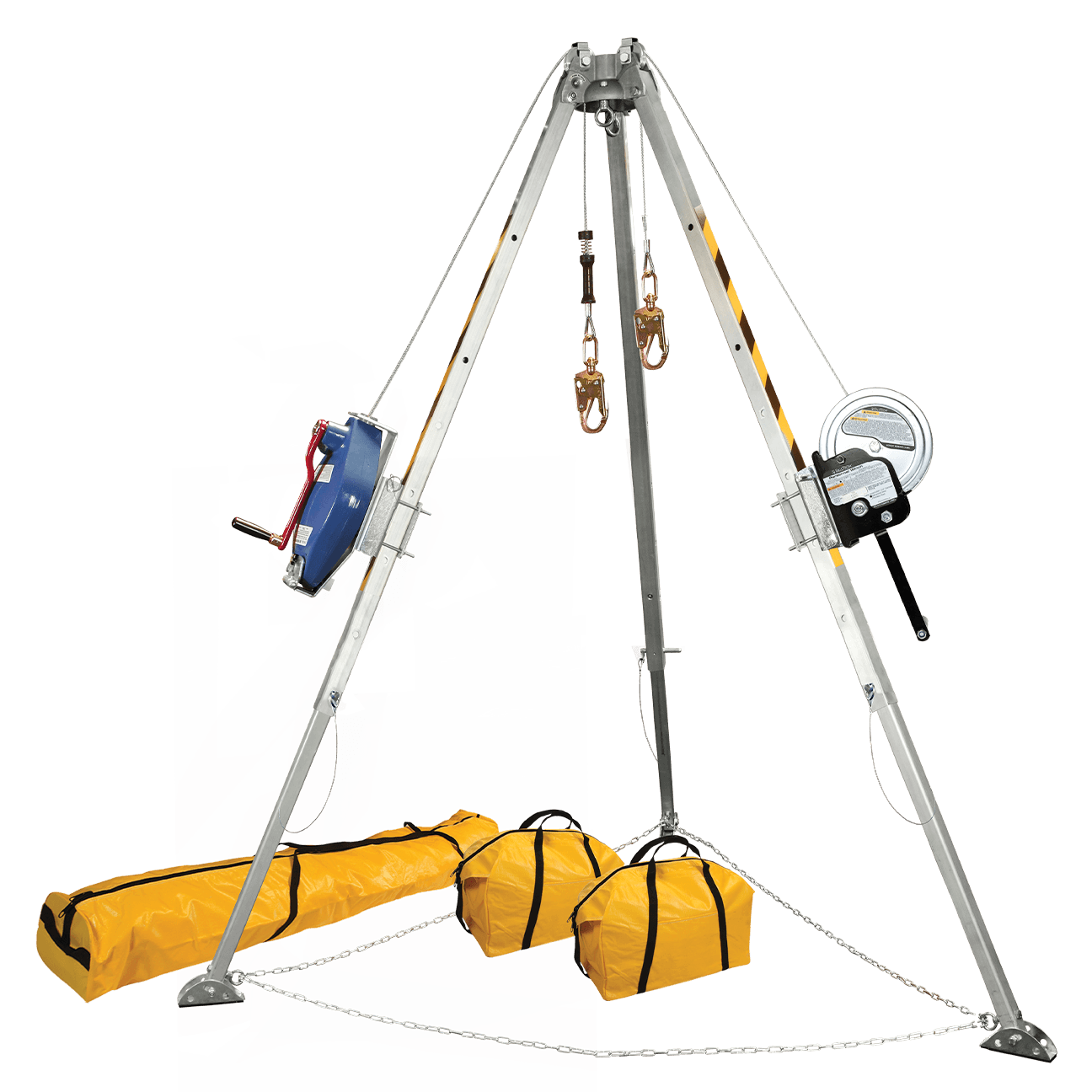 FallTech 8' Confined Space Tripod System with 60' Stainless Steel SRL-R and Personnel Winch - 7509S