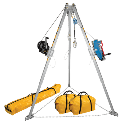 FallTech 8' Tripod Kit with 7297T Winch - 7281TT 3-way SRL-R and Storage Bags - 7509T