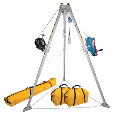 FallTech 8' Tripod Kit with 7297T Winch - 7281TT 3-way SRL-R and Storage Bags - 7509T